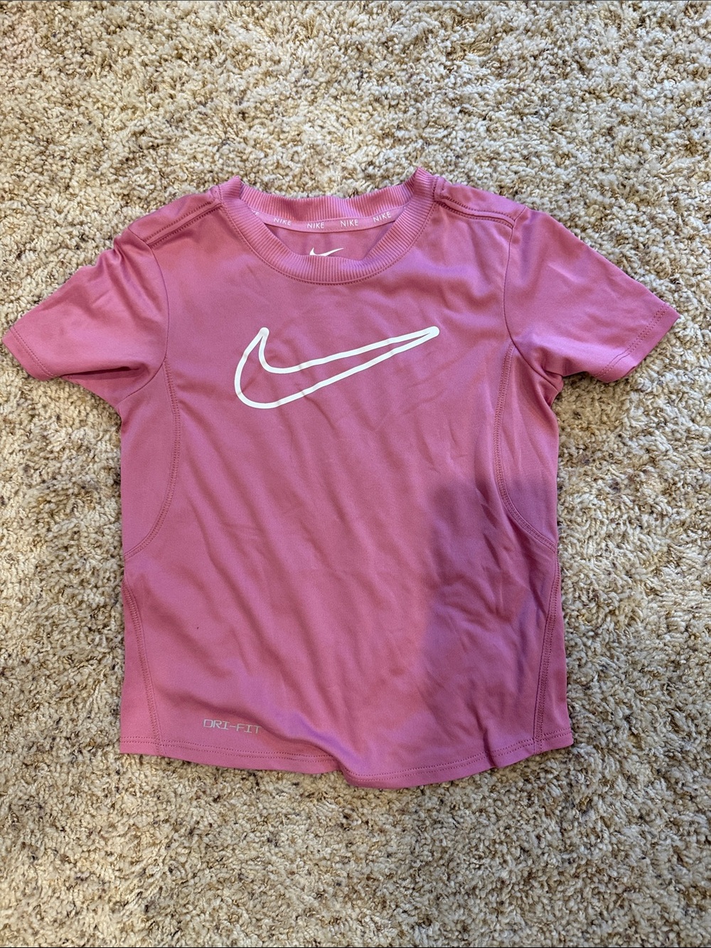 Nike Kids Pink Short Sleeve Dri-FIT Tee with White Swoosh